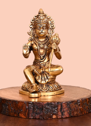 Brass Sitting Hanuman Idol (8 Inch)