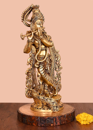 Brass Lord Krishna Statue (18 Inch)
