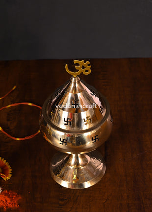Brass Elegant Akhand Diya With Swastik Design