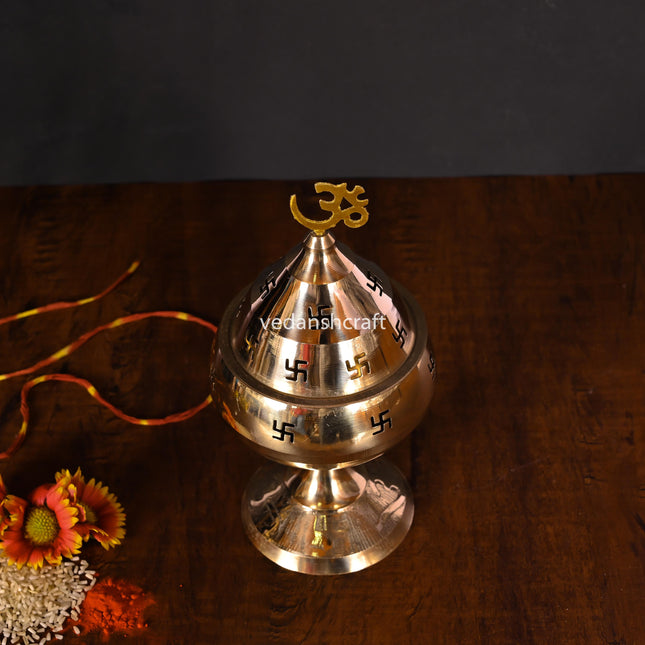 Brass Elegant Akhand Diya With Swastik Design