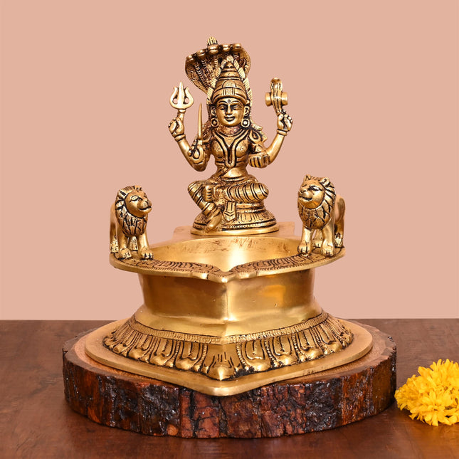 Brass Karumari Vilaku Diya/Lamp (9 Inch)