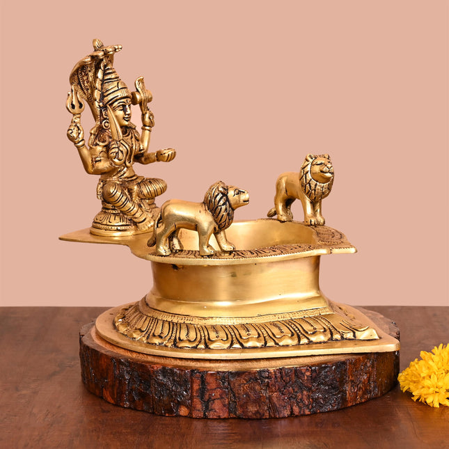 Brass Karumari Vilaku Diya/Lamp (9 Inch)