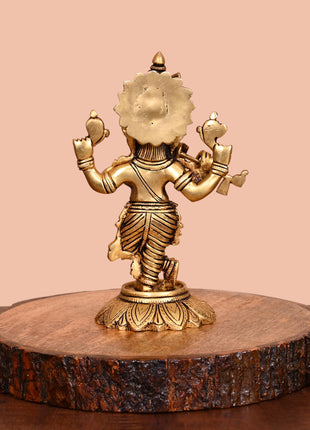 Brass Murli Ganesha Idol (7.5 Inch)