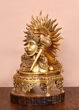 Brass Lord Hanuman Bust (14.5 Inch)