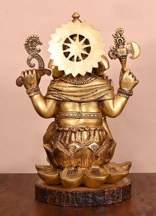 Brass Lotus Ganesha Statue (17 Inch)