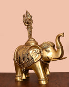 Brass Lord Balaji On Elephant Statue (17 Inch)