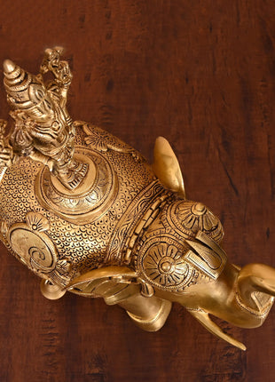 Brass Lord Balaji On Elephant Statue (17 Inch)