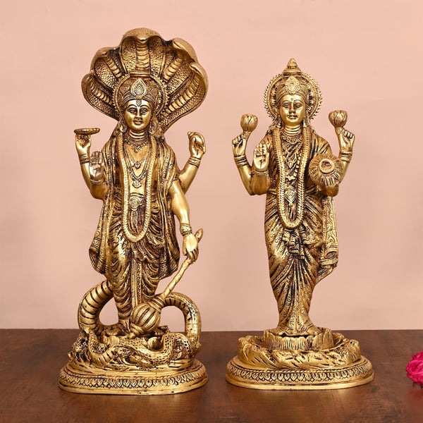Brass Standing Vishnu Lakshmi Set