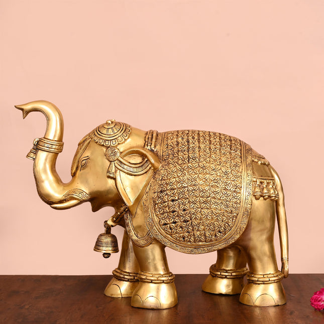 Brass Royal Elephant Statue (16 Inch)