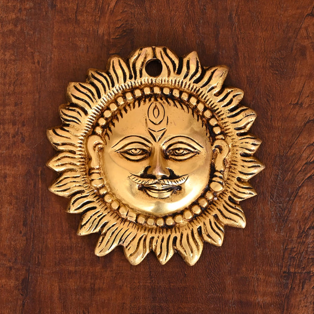 Brass Sun Face Wall Hanging (4.2 Inch)