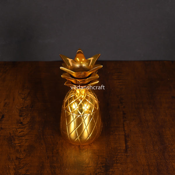 Brass Decorative Pineapple Jar With Lid (5 Inch)