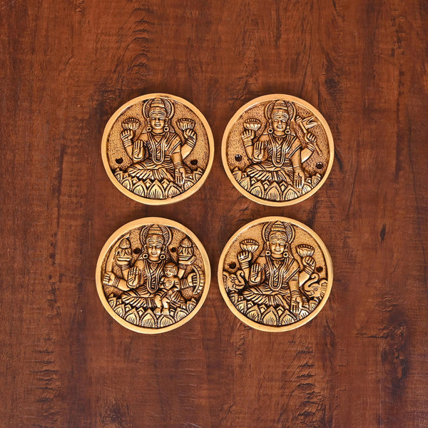 Brass Superfine Ashtalakshmi Wall Hanging Plates Set (3.8 Inch)