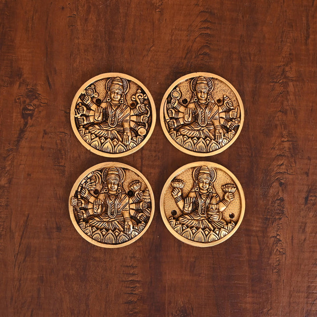 Brass Superfine Ashtalakshmi Wall Hanging Plates Set (3.8 Inch)