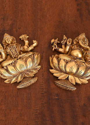 Brass Ganesha Lakshmi Wall Hanging Set (13 Inch)