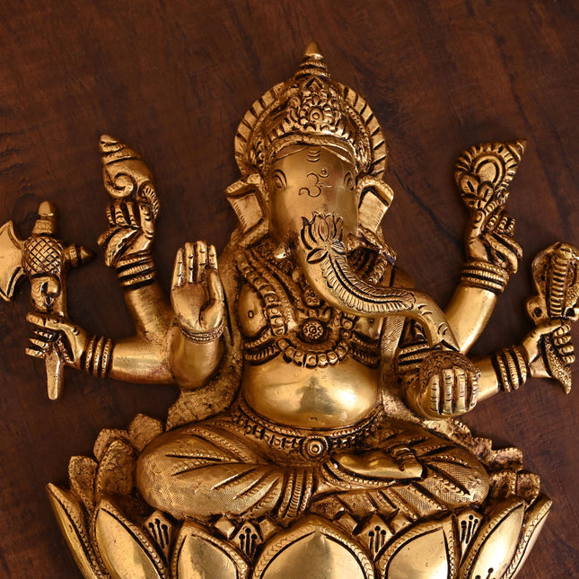 Brass Ganesha Lakshmi Wall Hanging Set (13 Inch)