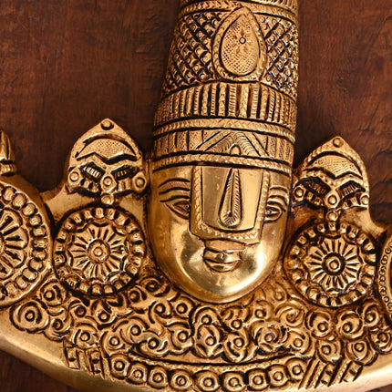 Brass Tirupati Balaji/Venkateshwar Face Wall Hanging (8 Inch)