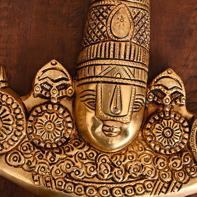 Brass Tirupati Balaji/Venkateshwar Face Wall Hanging (8 Inch)