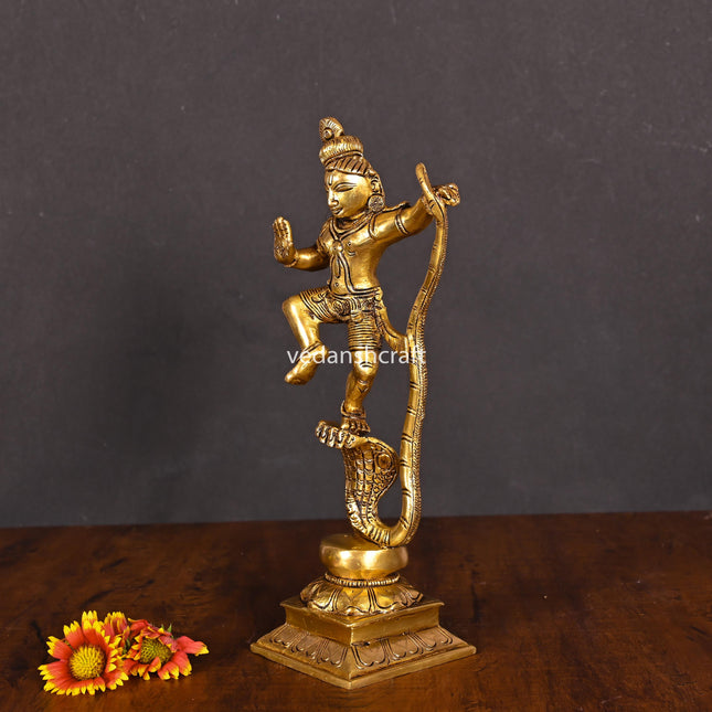 Brass Superfine Dancing Kalinga Krishna Statue (10.5")