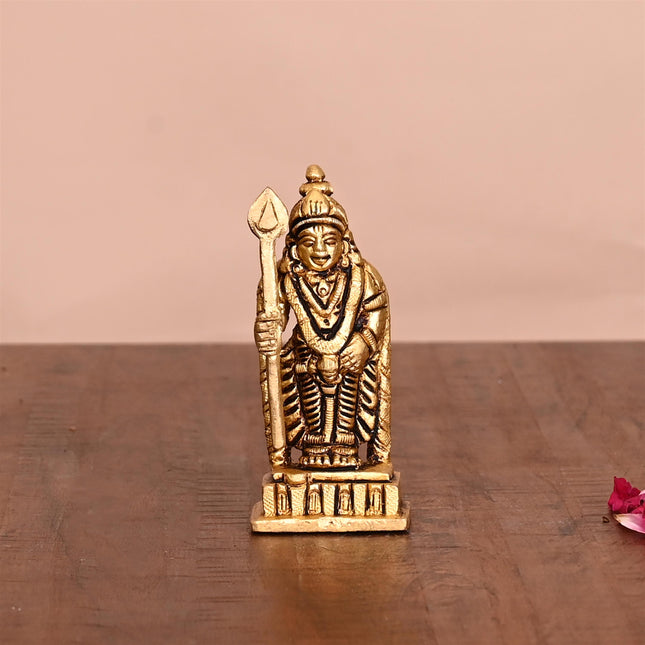 Brass Lord Murugan/Kartikeya Idol (3.2 Inch)