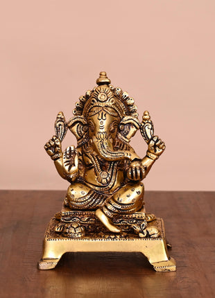 Brass Lord Ganesha Idol (5.5 Inch)