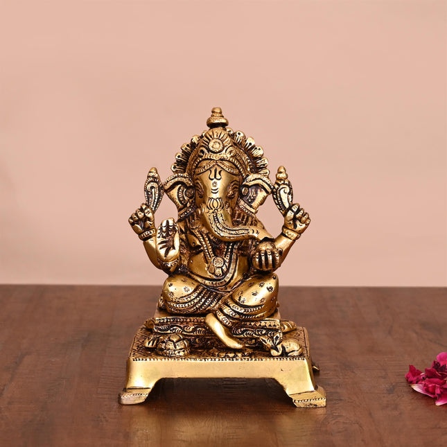 Brass Lord Ganesha Idol (5.5 Inch)