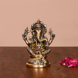 Brass Blessing Ganesha Idol (4.5 Inch)