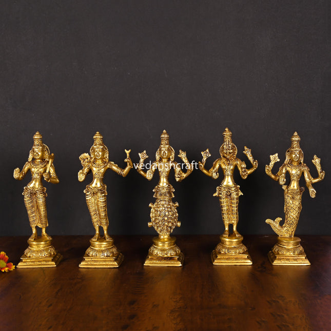Brass Dashavatara / Vishnu Avatar Statue Set (9")