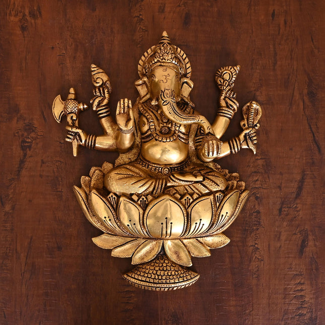 Brass Lord Ganesha Wall Hanging (13 Inch)