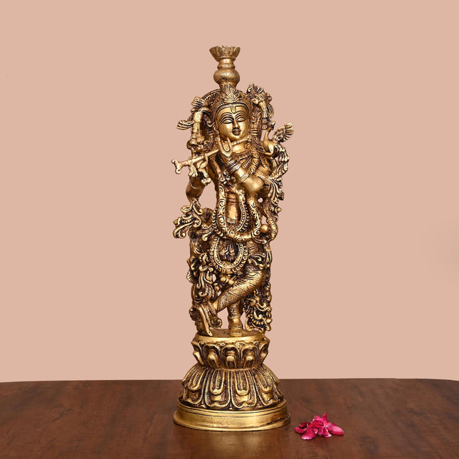 BRASS SUPERFINE LORD KRISHNA STATUE (21 INCH)