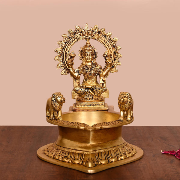 Brass Lakshmi Vilaku Diya/Lamp (10 Inch)