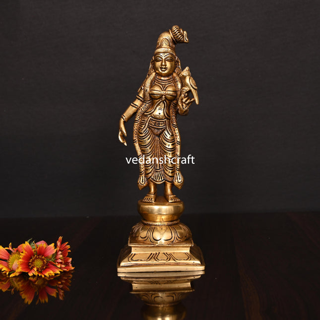 Brass Superfine Goddess Andal Idol (9.5 Inch)