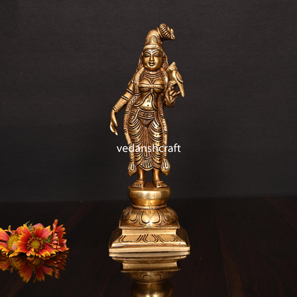 Brass Superfine Goddess Andal Idol (9.5 Inch)
