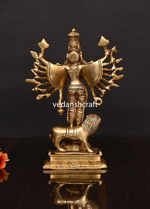 Brass Goddess Mahishasura Mardini Superfine Idol (9.5 Inch)