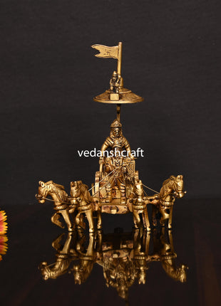 Brass Arjun And Krishna Rath (7 Inch)