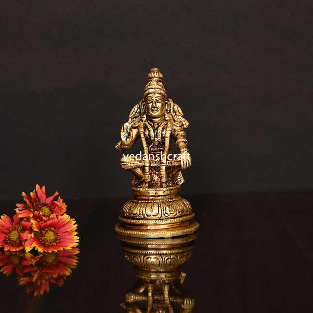 Brass Lord Ayyappa/Ayyappan Idol (5.2 Inch)