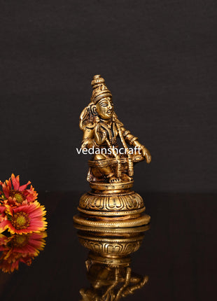 Brass Lord Ayyappa/Ayyappan Idol (5.2 Inch)