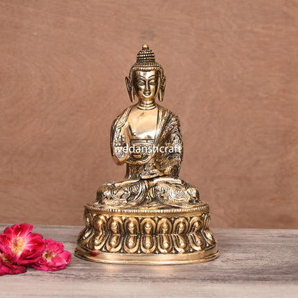 Brass Handcarved Blessing Buddha (8.5 Inch)