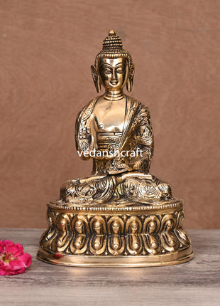 Brass Handcarved Blessing Buddha (8.5 Inch)