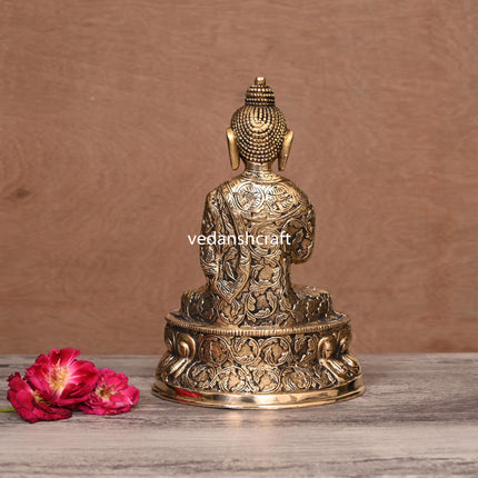 Brass Handcarved Blessing Buddha (8.5 Inch)