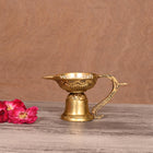 Brass Ethnic Hand carved Diya With Handle (2.5 Inch)