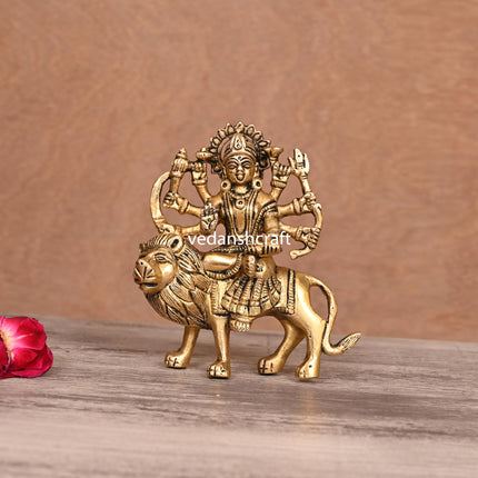 Brass Goddess Durga Idol (5")