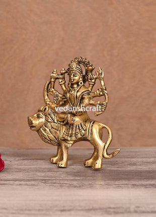 Brass Goddess Durga Idol (5")