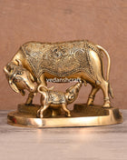 Brass Kamdhenu Cow With Calf Idol (6