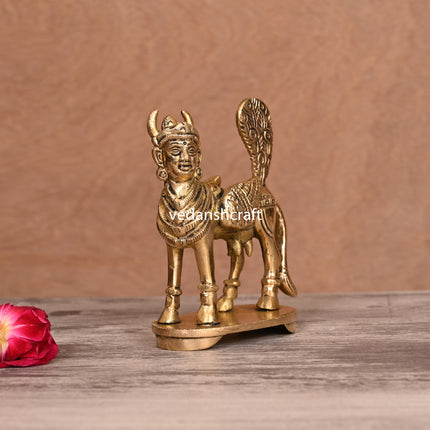 Brass Kamdhenu Cow Idol (4.5 Inch)