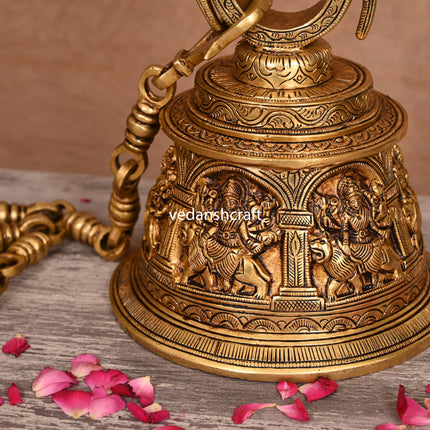Brass Superfine Durga Wall Hanging Temple Bell (32.5 Inch)