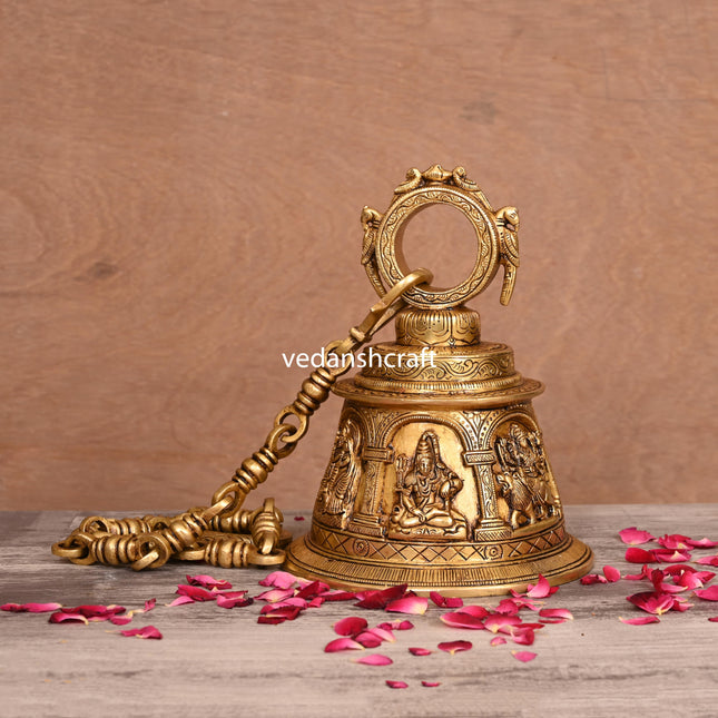 Brass Superfine God & Goddess Wall Hanging Temple Bell (33 Inch)