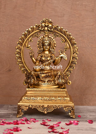 Brass Superfine Saraswati On Throne (14 Inch)