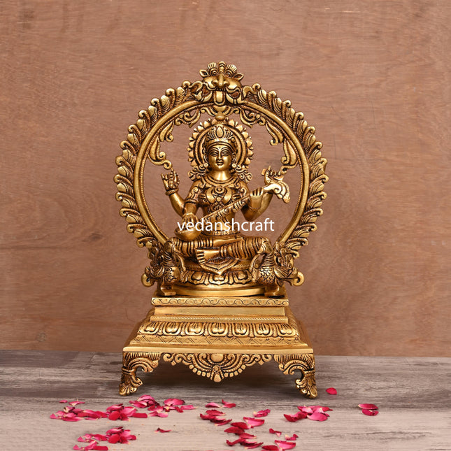 Brass Superfine Saraswati On Throne (14 Inch)