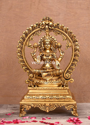 Brass Superfine Lakshmi, Ganesha And Saraswati On Throne Idol Set (14 Inch)