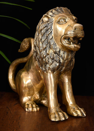Brass Lion Statue (16 Inch)